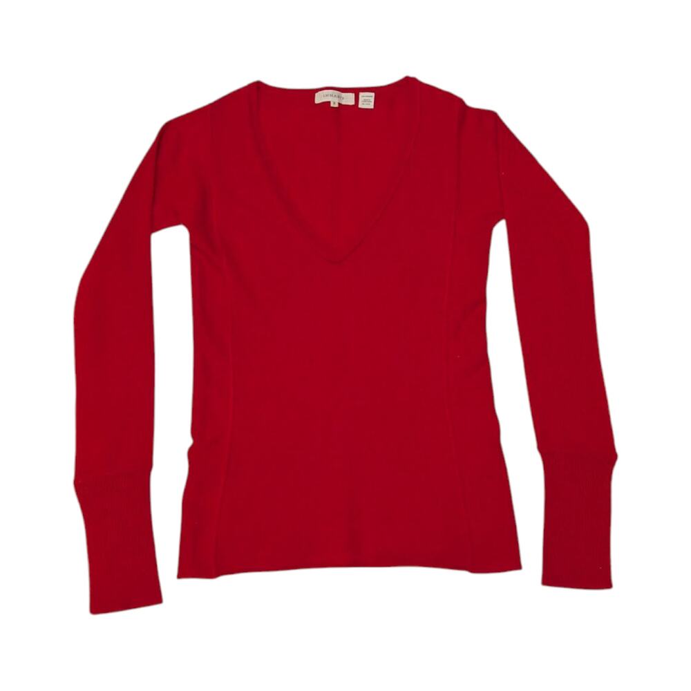 Inhabit V-Neck Red Cashmere Sweater Long Sleeve Cherry Womens Medium Luxury Top